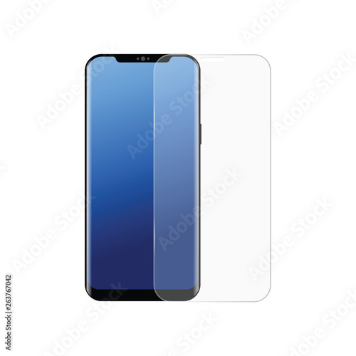 Realistic smartphone screen protector . Vector