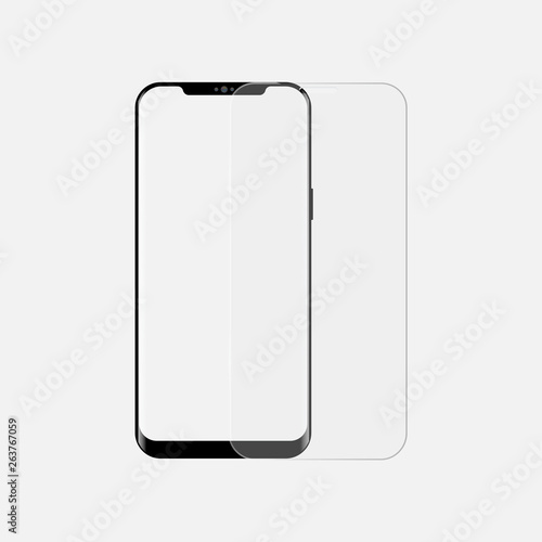 Realistic smartphone screen protector . Vector