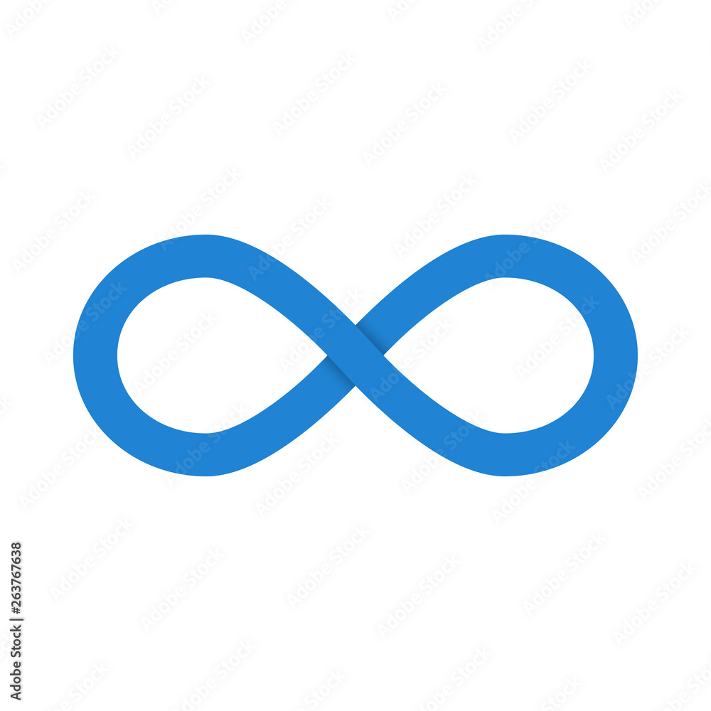 Blue infinity symbol with shadow isolated on white background. Vector illustration Blue infinity symbol with shadow isolated on white background. Vector illustration