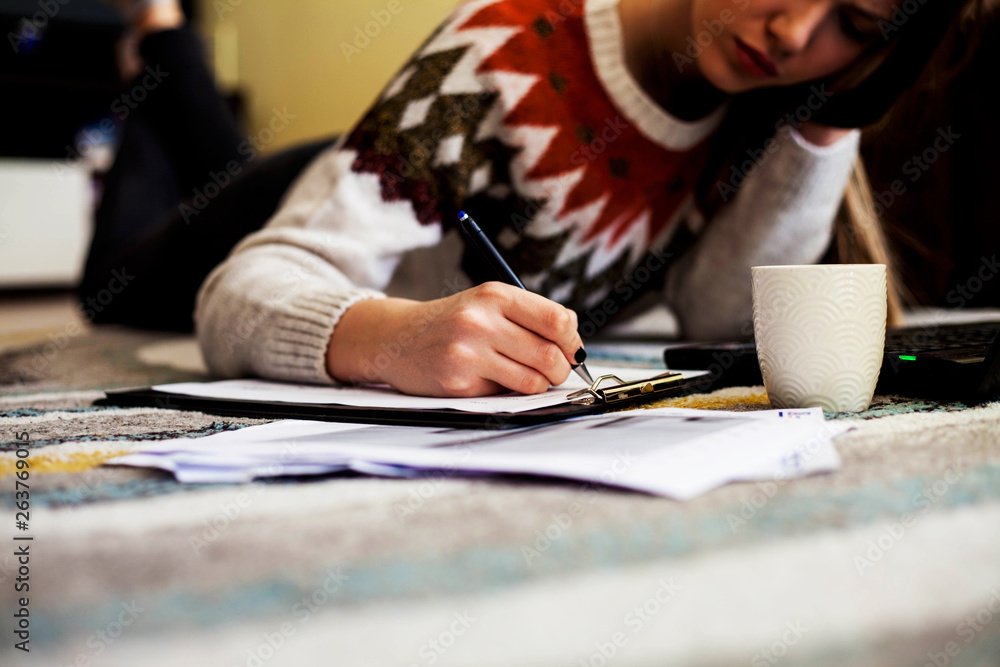 Studying at home . Studying at home .