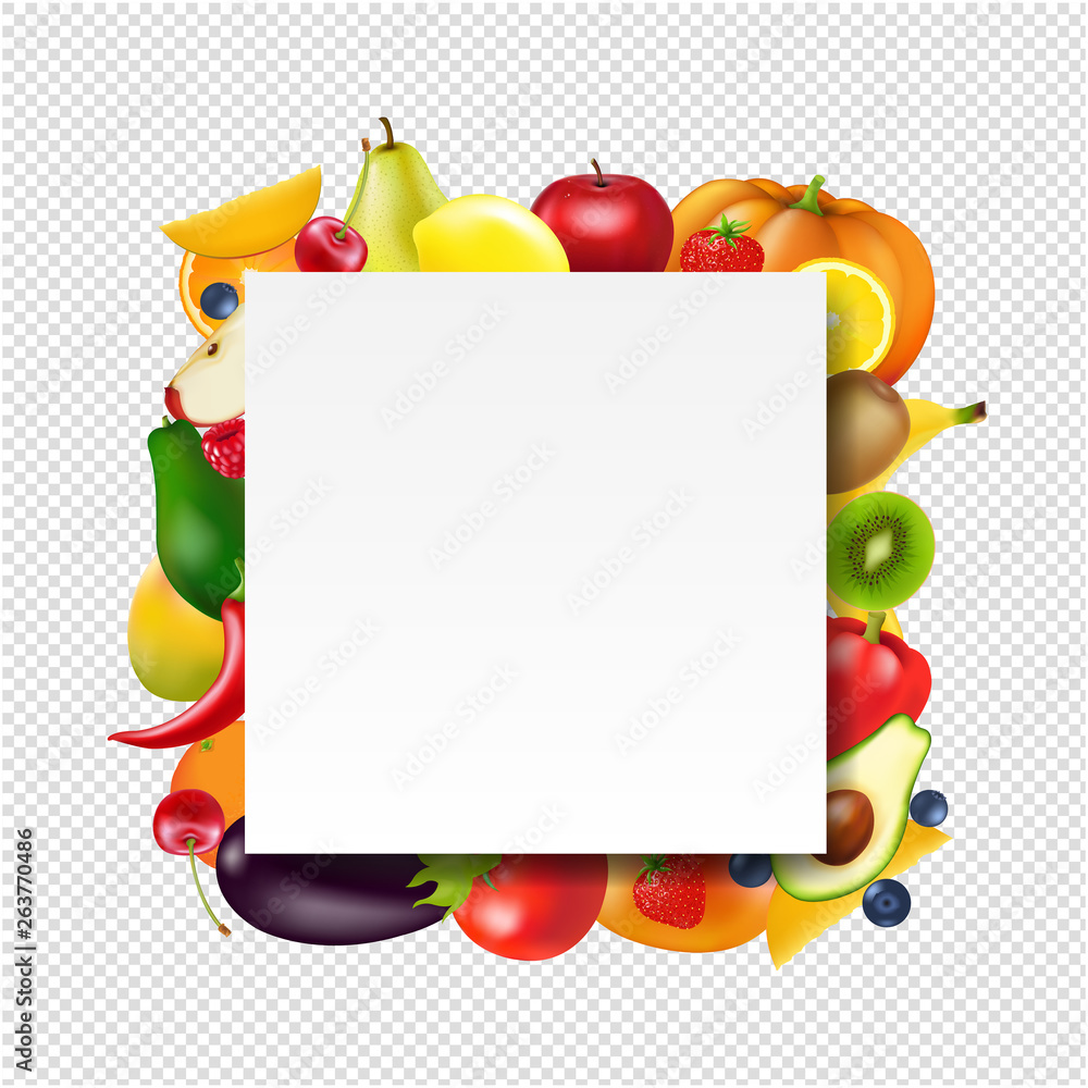 Banner With Fruits And Vegetables Banner With Fruits And Vegetables
