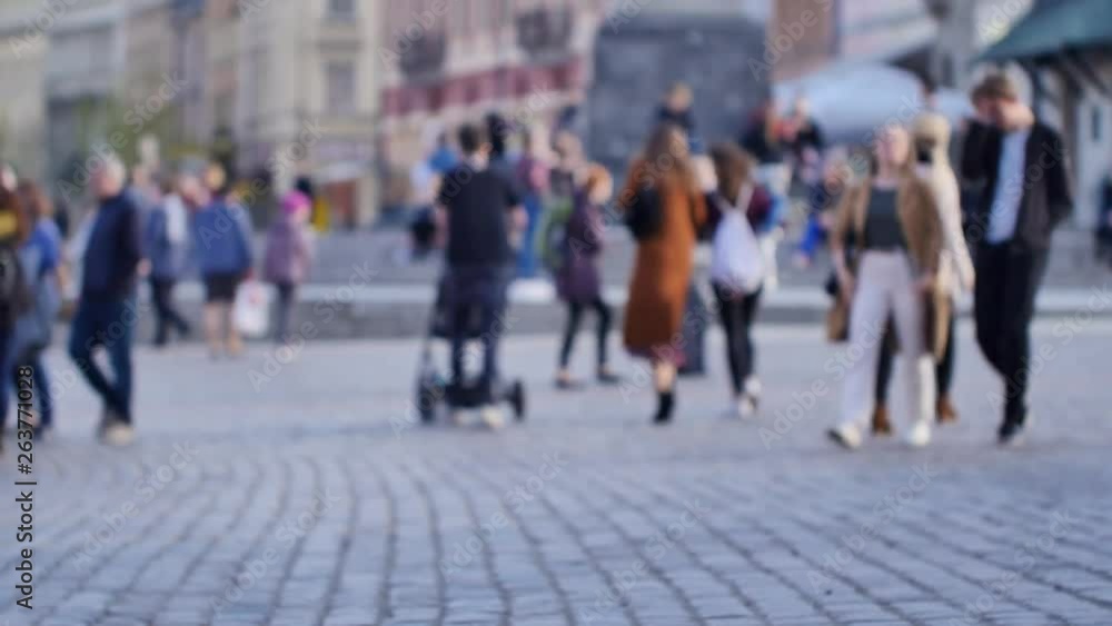 People walking on the streets of Warsaw's Old Town. Unrecognizable people footage. People walking on the streets of Warsaw's Old Town. Unrecognizable people footage.