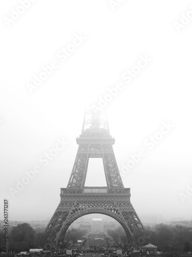 Eiffel tower in the mist