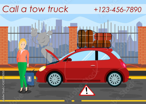Overheated Engine Problem Flat Banner Template