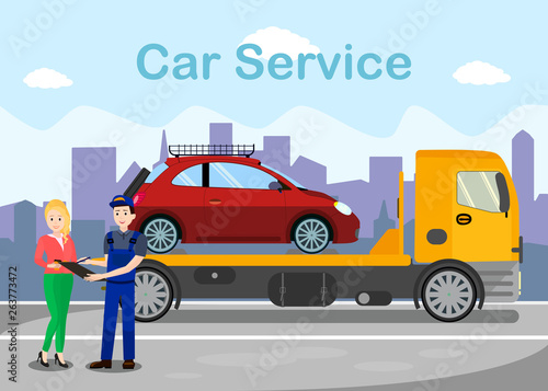Towing Services Advertising Flat Banner Template