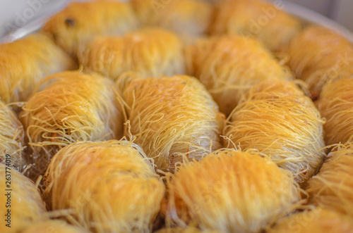 Close up of the traditional baclava pastry dish photo