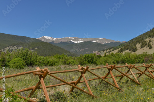 snow covered Square Top Mountain scenic view  from Buno Gulch valley (Pike National Forest, Colorado, USA) photo