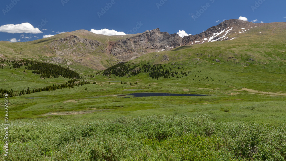 Fototapeta premium Mount Bierstadt and Mount Spalding scenic view from Guanella Pass Summit (Clear Creek County, Colorado, USA)