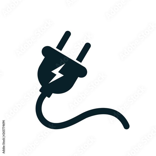 Electric plug icon with cord – stock vector