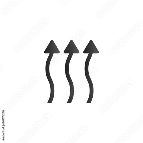 Wavy Up Arrows, Upward curvy arrows. heat arrows, steam moving up. Vector illustration isolated on white background.