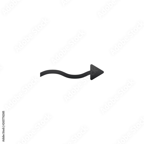 Black wavy arrow, vector illustration isolated on white background.