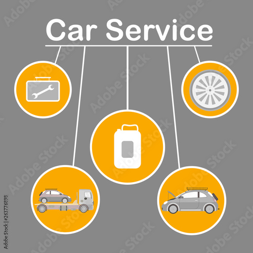 Car Service Options Flat Vector Banner Template