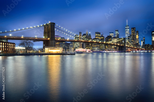 Brooklyn Bridge at night. © mshch