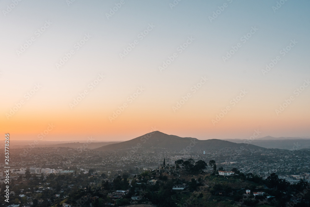 Sunset view from Mount Helix, in La Mesa, near San Diego, California