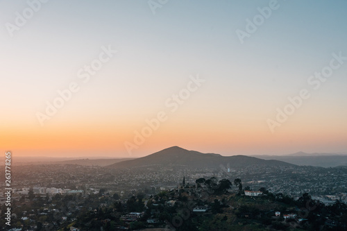 Sunset view from Mount Helix, in La Mesa, near San Diego, California