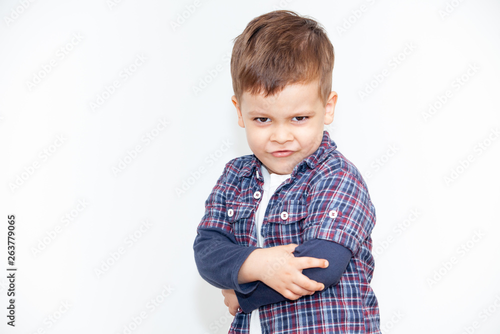 emotional boy on a light background emotional boy on a light background