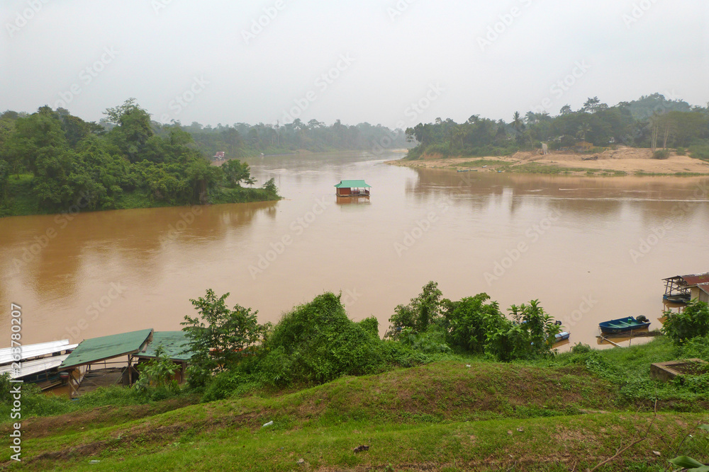 Confluence of Pahang River and Tembeling River, entry to Taman Negara National Park, Malaysia Confluence of Pahang River and Tembeling River, entry to Taman Negara National Park, Malaysia