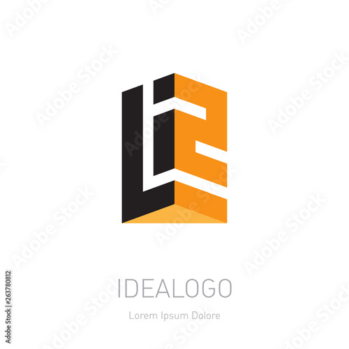 3d logo with letter L and number 2 or monogram logotype. Vector design element or icon.