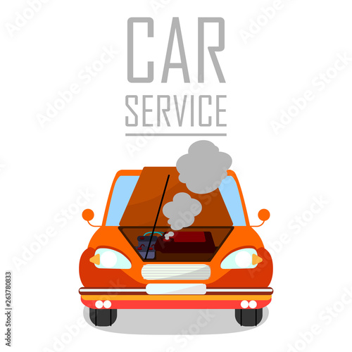 Car Service for Overheated Engine Banner Template