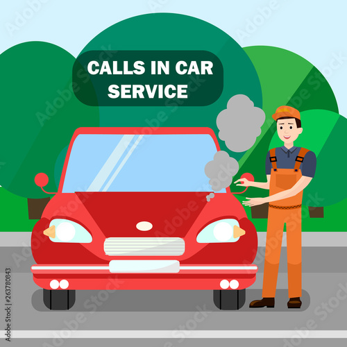 Mechanic, Vehicle Breakdown Flat Banner Template