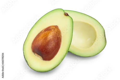 half avocado isolated on white background close-up