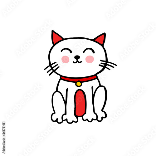 maneki neko doodle icon