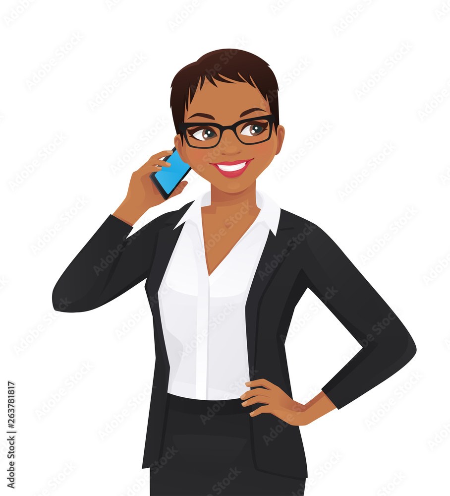 Elegant business woman talking on mobile phone isolated vector illustration Elegant business woman talking on mobile phone isolated vector illustration