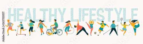 World Health Day. Vector tempale with leading an active healthy lifestyle.