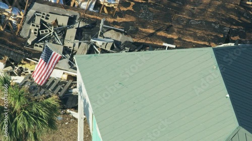 Aerial view township destruction along Mexico beach Florida photo