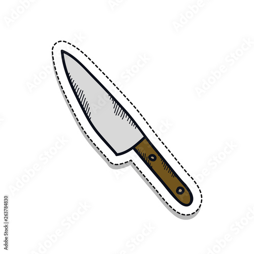 kitchen knife doodle sticker icon