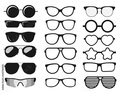 Sunglasses set, Summer eyewear sun protection sunglass. vector