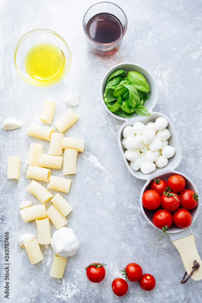 Tomato, mozzarella and basil Tomato, mozzarella and basil