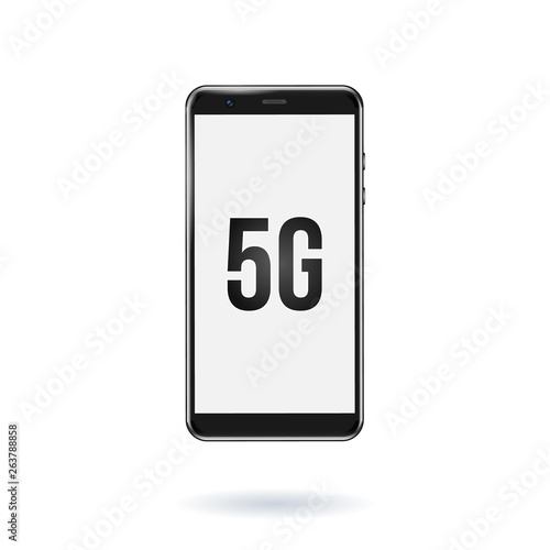 5G network icon in a smartphone. 5g new wireless internet wifi connection. Vector illustration.