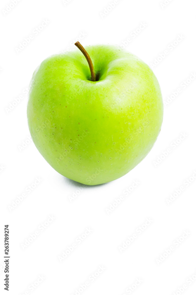 Green apple on white background. Isolated apple. Green fruit. Blank for designer. Vegetarian food Green apple on white background. Isolated apple. Green fruit. Blank for designer. Vegetarian food
