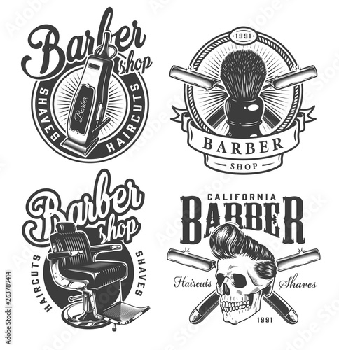 Vintage monochrome barbershop labels