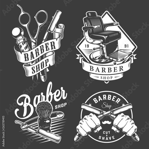 Vintage barbershop badges
