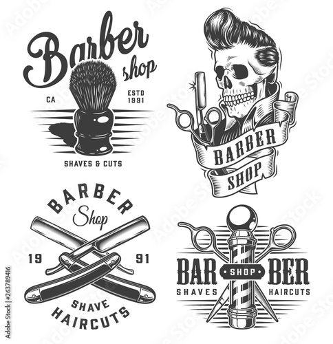 Vintage monochrome barbershop prints