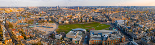Photography Aerial view of the Van Gogh Museum in Amsterdam by the beautiful  Vondelpark