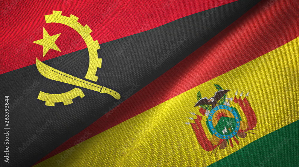 Angola and Bolivia two flags textile cloth, fabric texture Angola and Bolivia two flags textile cloth, fabric texture