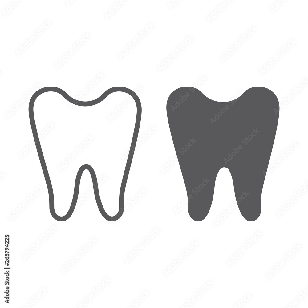 Tooth line and glyph icon, dentist and dental, teeth sign, vector graphics, a linear pattern on a white background. Tooth line and glyph icon, dentist and dental, teeth sign, vector graphics, a linear pattern on a white background.