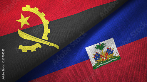 Angola and Haiti two flags textile cloth, fabric texture