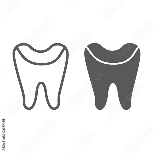 Tooth enamel line and glyph icon, dental and dentistry, tooth care sign, vector graphics, a linear pattern on a white background.