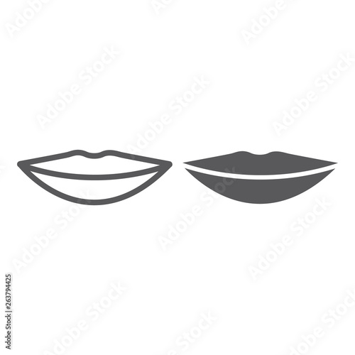 Lips line and glyph icon, mouth and female, smile sign, vector graphics, a linear pattern on a white background.