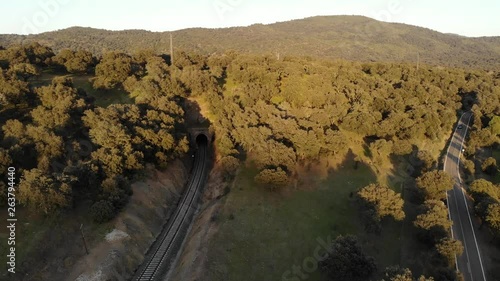 Aerial Drone Footage Andalusia landscape at sunset.  photo