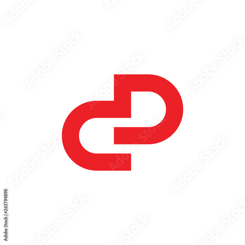 letter cd simple linked line geometric logo vector