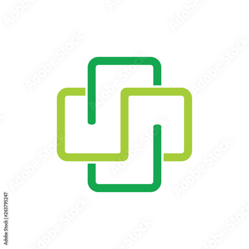 plus medical linear linked logo vector