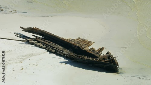 Aerial view wooden ship wrecked by Hurricane Carrabelle  photo