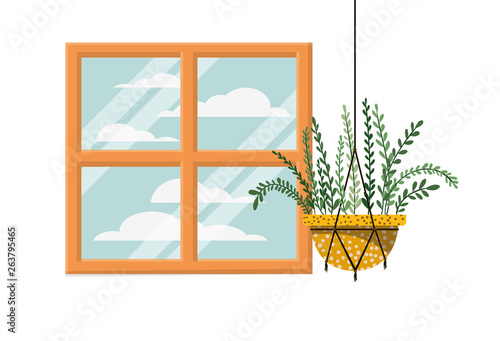 houseplant on macrame hangers icon