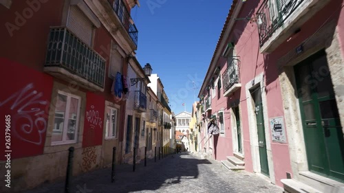 Walking through the streets of sunny Lisbon, Portugal. photo