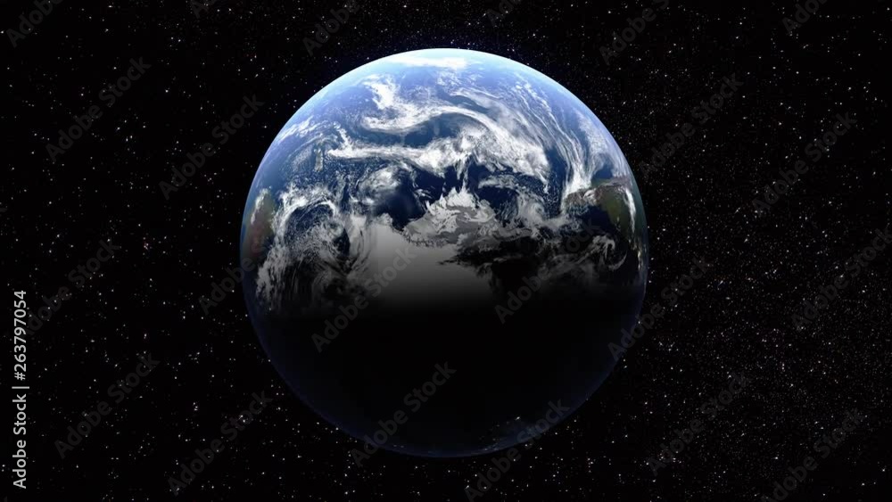 Seamless looping 3d animated earth rotating south pole view 4K resolution Seamless looping 3d animated earth rotating south pole view 4K resolution